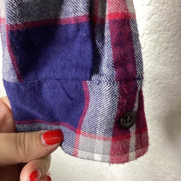 FULL TILT TILLYS SIZE S TOP BLUE PLAID BLOUSE LONG SLEEVES NWT WINTER - Picture 7 of 11